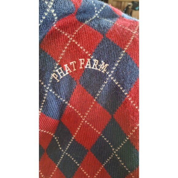 Vintage Phat Farm Crewneck Pullover Sweater Preppy College Plaid Large - Picture 3 of 9